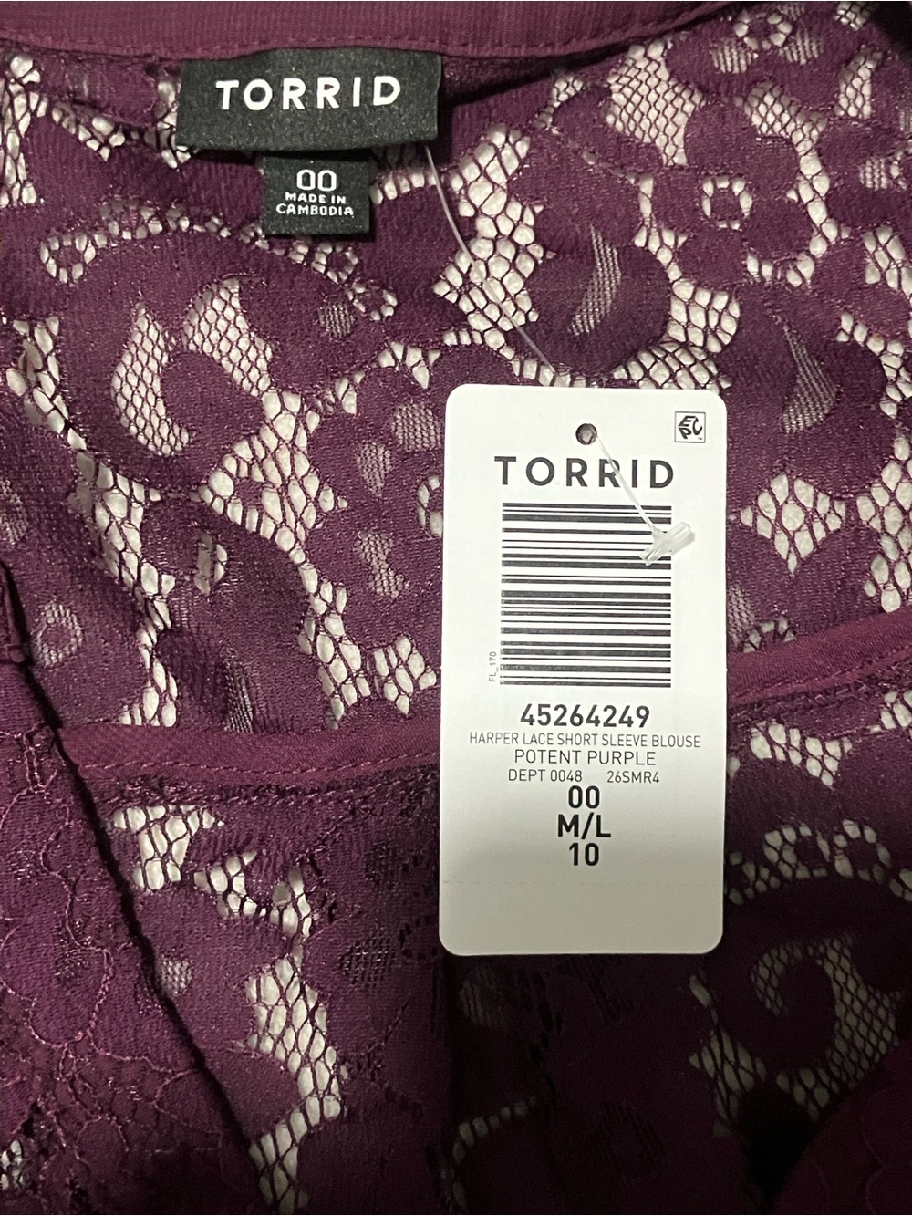 Torrid Harper Lace Blouse Size 00 Potent Purple - Picture 9 of 11